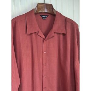 Visivo Shirt Mens 3XL Rust Red Short Sleeve Button Front Camp Collar Casual